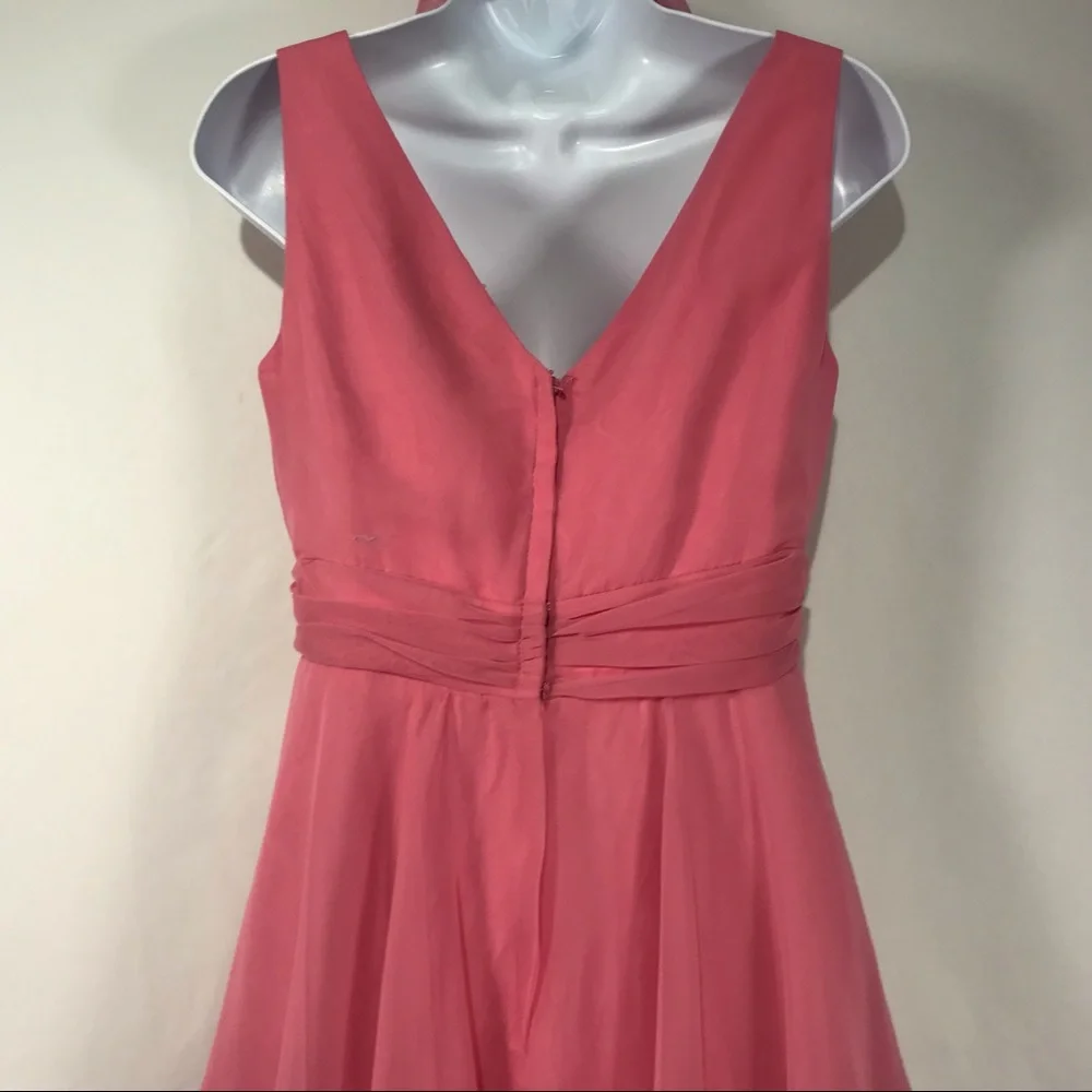 Sold—Vintage Pink Chiffon Empire Waist Maxi Dress with Matching Chiffon Cape - Picture 14 of 17